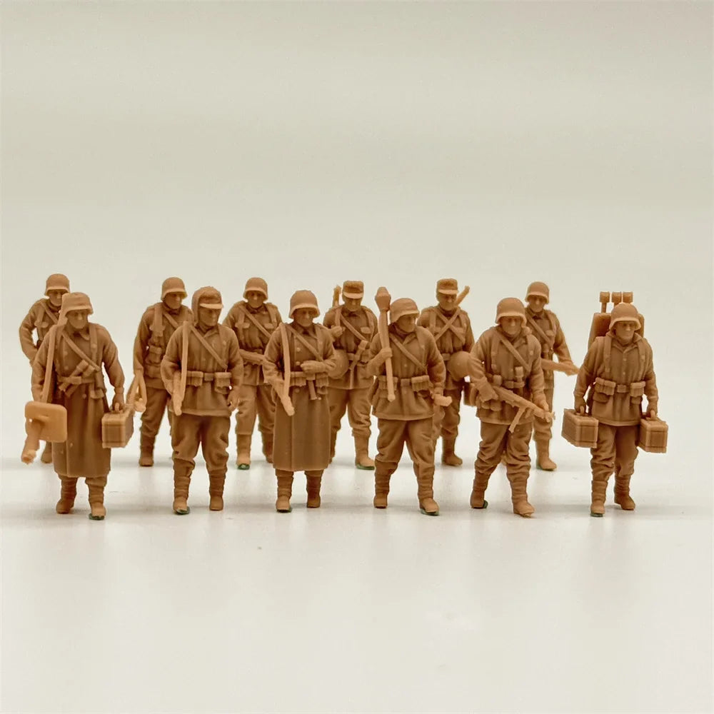 1/72 Scale WWII German Army Grenadiers Resin Figure Set (12 Figures) - Ardennes/Late War Infantry