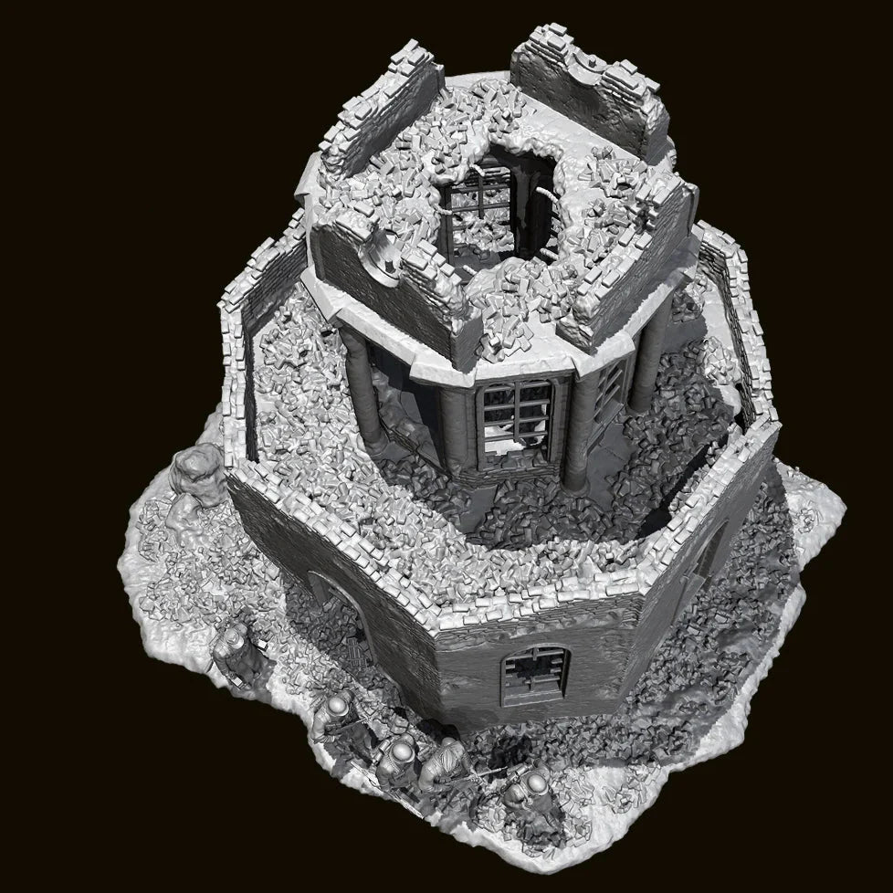 1/35 Scale WWII Winter Squad (x5) and Ruined European Church Diorama Set - Battle Scene Kit