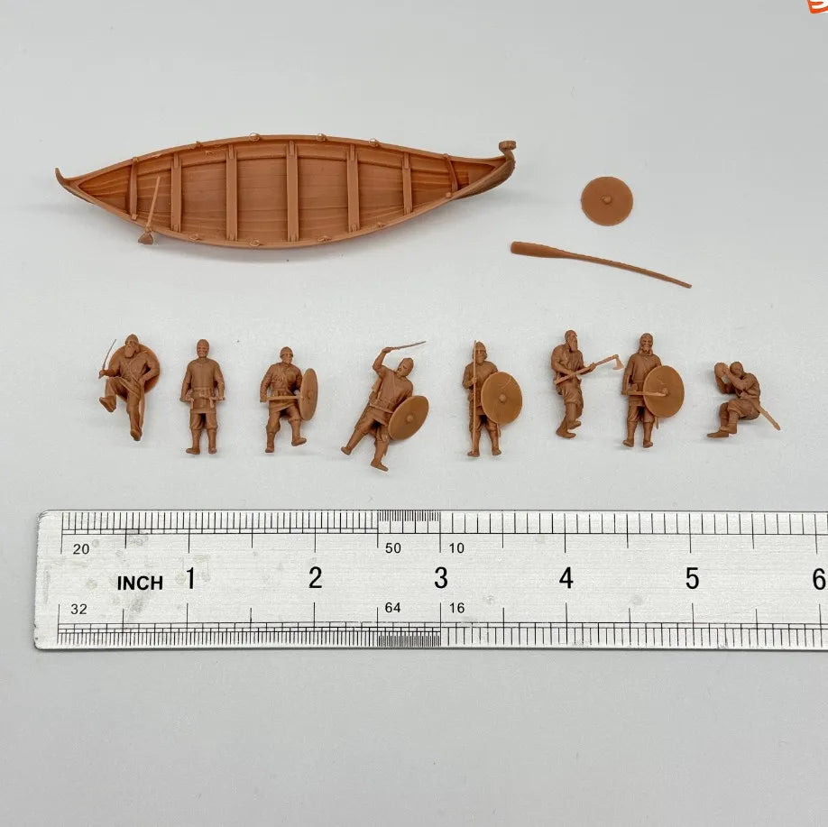 1/72 Scale Viking Warriors & Longship Diorama Scene Resin Kit (8+ Figures) - Medieval Tabletop Miniature