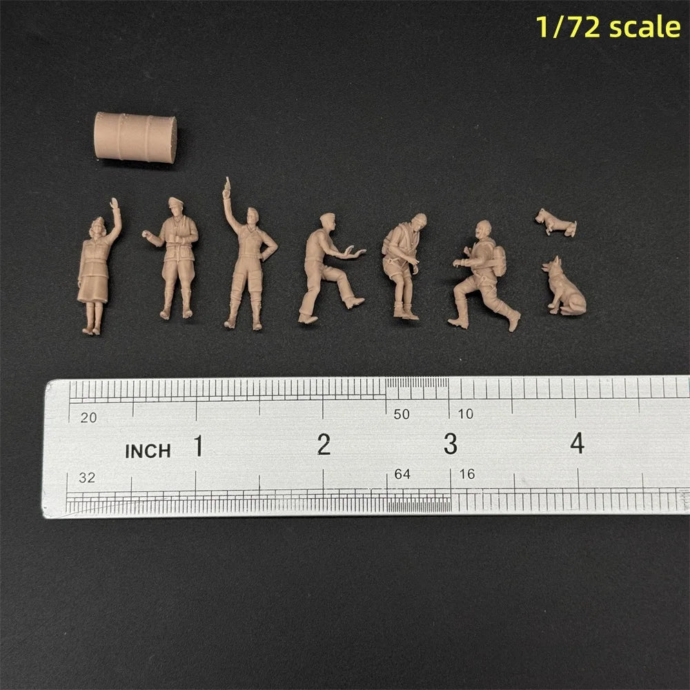 1/48 & 1/72 Scale WWII German Luftwaffe Pilots & Ground Crew Resin Figure Set (11 Figures) - Airfield Diorama