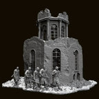 1/35 Scale WWII Winter Squad (x5) and Ruined European Church Diorama Set - Battle Scene Kit