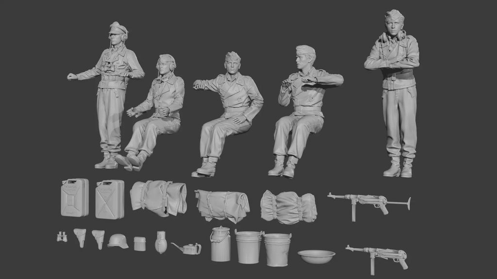 1/35 German PzKpfw IV Tank Crew (5 Fig) Resin Kit | Diorama Accessories