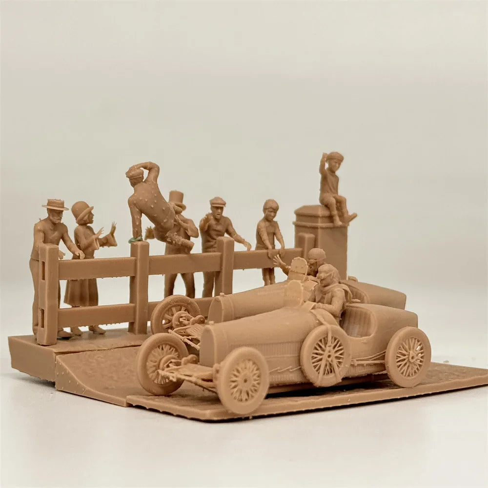 1/72 Scale Legendary 1900s Grand Prix Racing Incident Diorama Kit (Car & Spectators) - Early Auto History Miniature