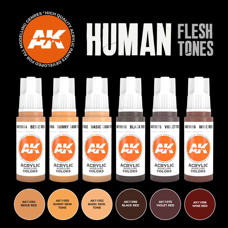 AK Interactive 3rd Gen Acrylics Human Flesh Tones Set