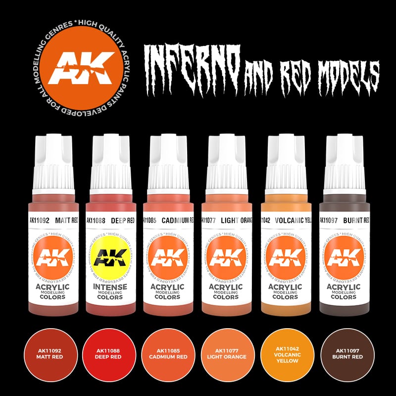 AK Interactive 3rd Gen Acrylics Inferno & Red Creatures Set AK11604