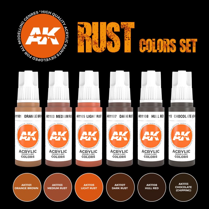 AK Interactive 3rd Gen Acrylic Rust & Abandoned Set
