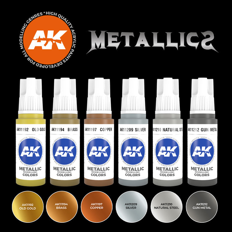 AK Interactive 3rd Gen Acrylic Metallics Set (AK11608)
