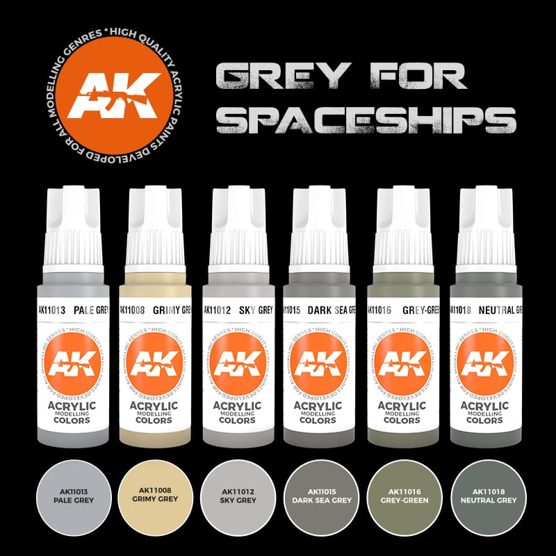 AK Interactive 3rd Gen Acrylic Grey for Spaceships Set (AK11614)