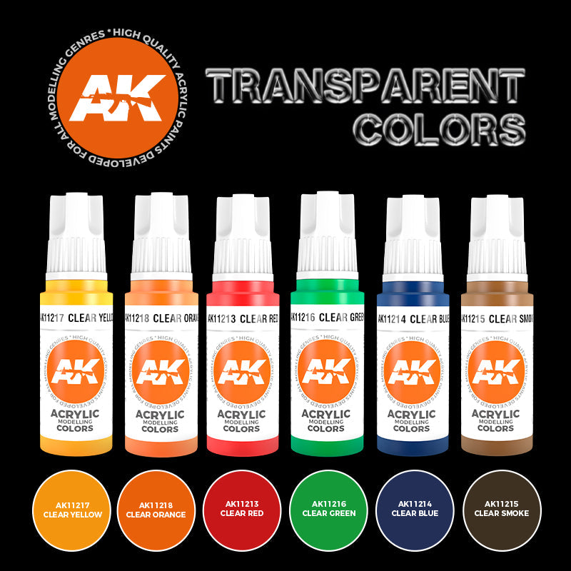 AK Interactive 3rd Gen Acrylic Transparent Colors Set (AK11758)