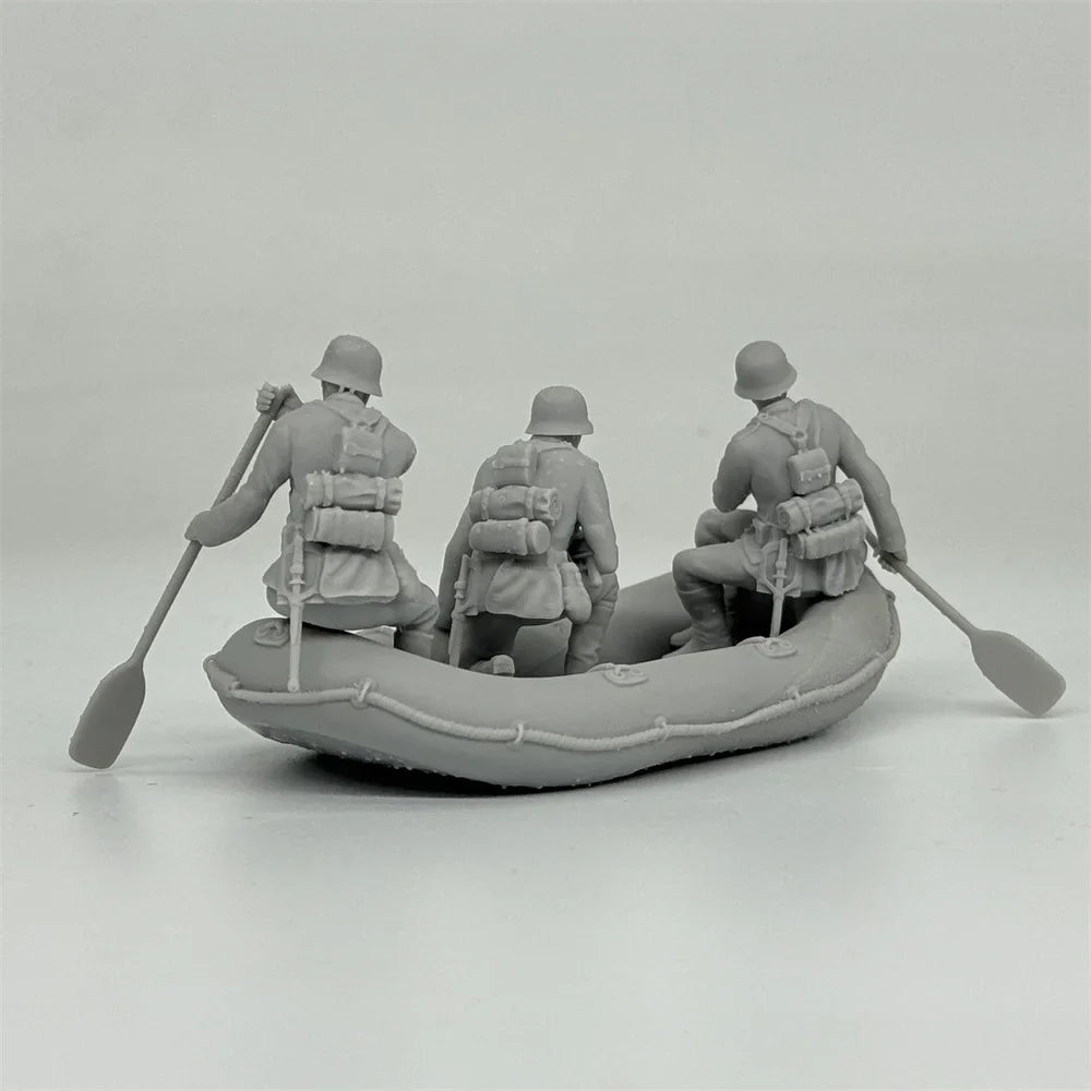 1/35 German Assault Boat Squad (3 Fig) Resin Kit | River Crossing Scene