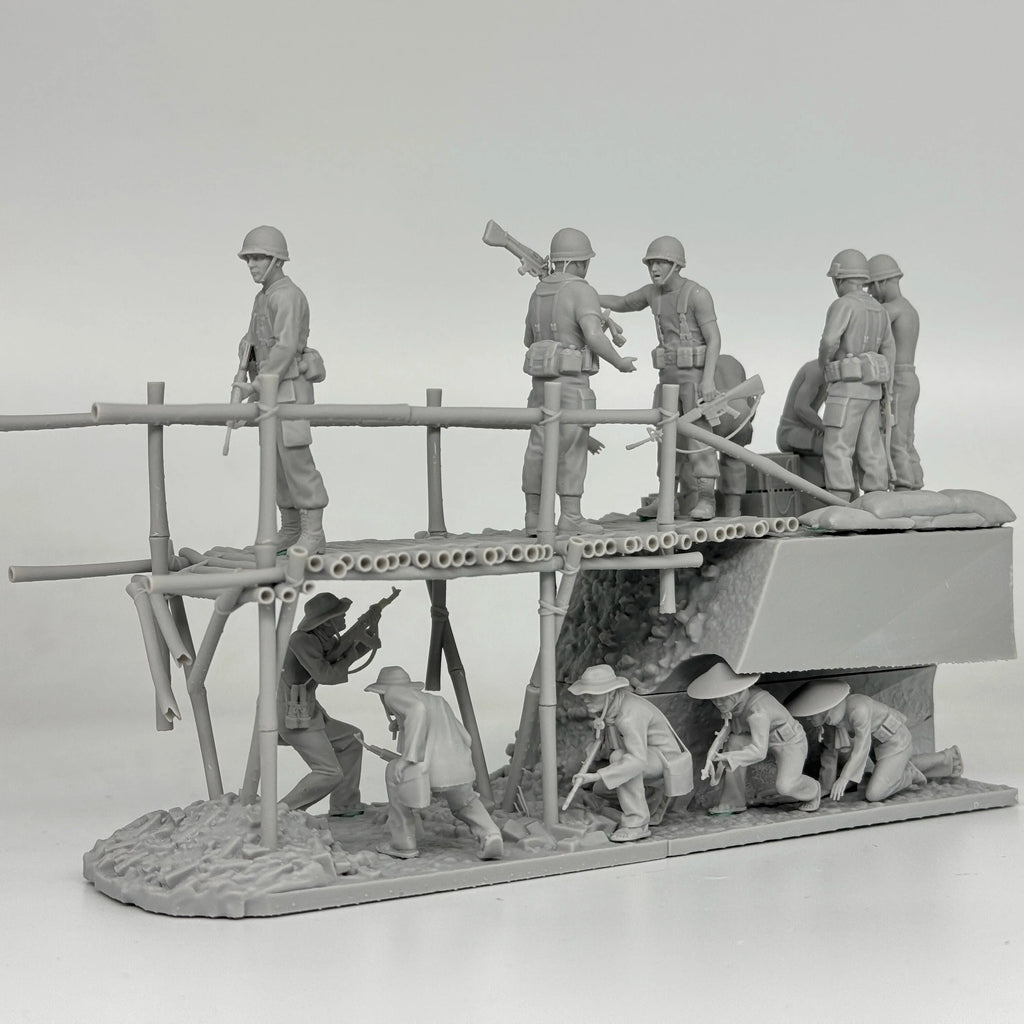 1/35 Vietnam Bridge Ambush Diorama Resin Kit | Viet Cong & US/ARVN Figs