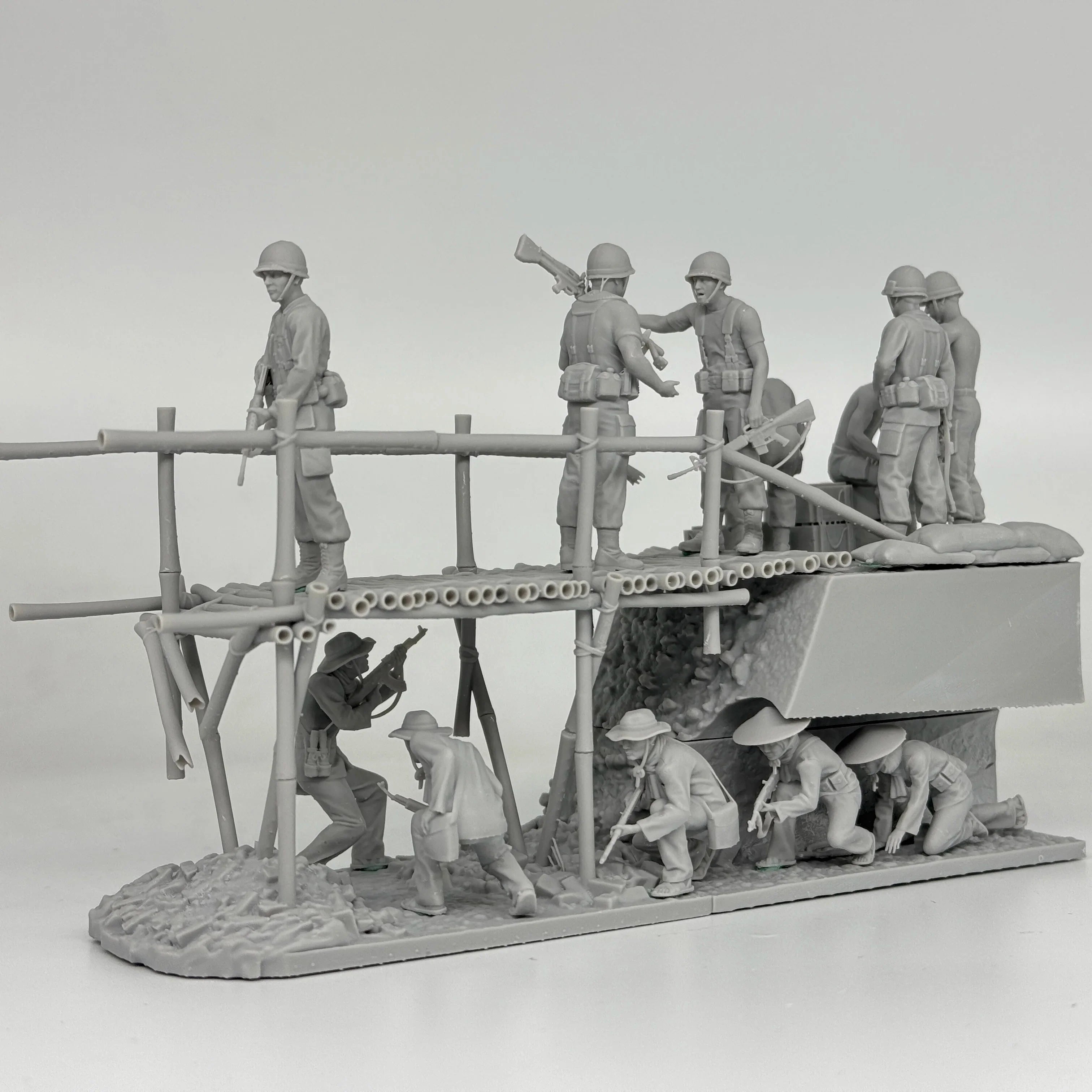 1/35 Vietnam Bridge Ambush Diorama Resin Kit | Viet Cong & US/ARVN Figs