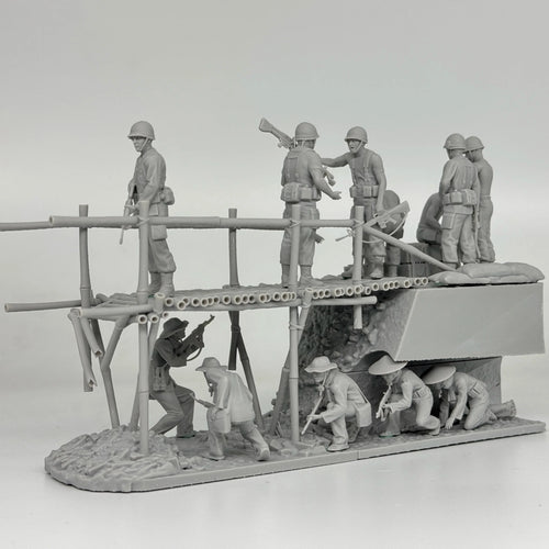 1/35 Vietnam Bridge Ambush Diorama Resin Kit | Viet Cong & US/ARVN Figs