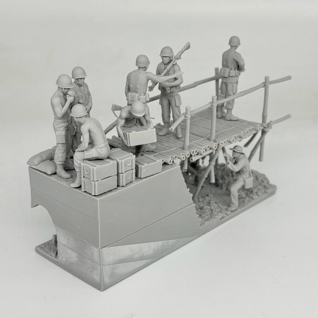 1/35 Vietnam Bridge Ambush Diorama Resin Kit | Viet Cong & US/ARVN Figs