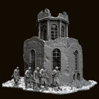 1/35 Scale WWII Winter Squad (x5) and Ruined European Church Diorama Set - Battle Scene Kit
