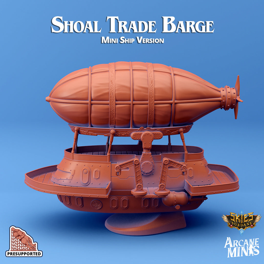 Shoal Trade Barge Airship | Skies of Sordane | Fantasy Miniature | Arcane Minis