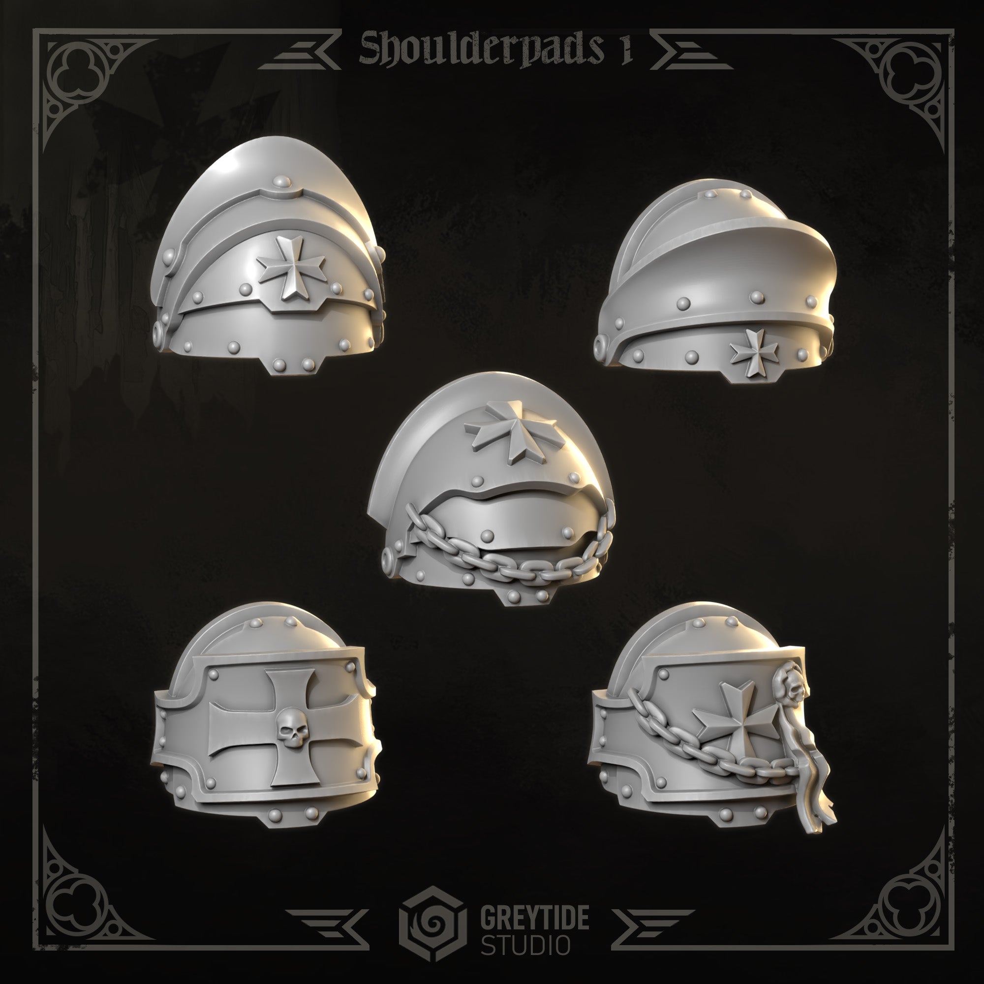 Shoulder Pads Pack 1 | Eternal Crusaders | Conversion Bits For 28mm 32mm Sci-fi Marines