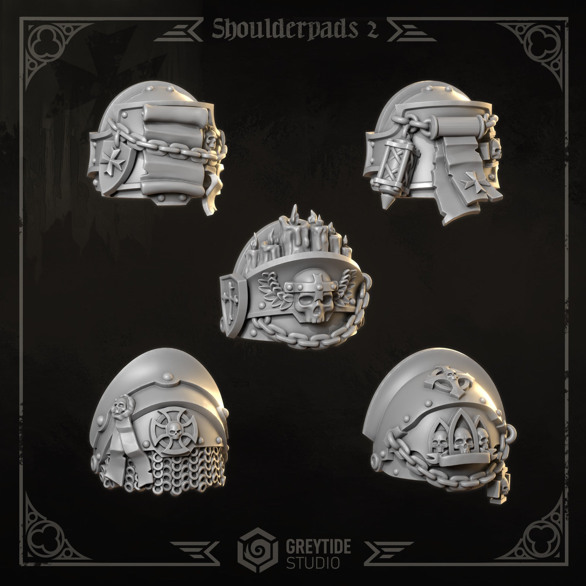 Shoulder Pads Pack 2 | Eternal Crusaders | Conversion Bits For 28mm 32mm Sci-fi Marines