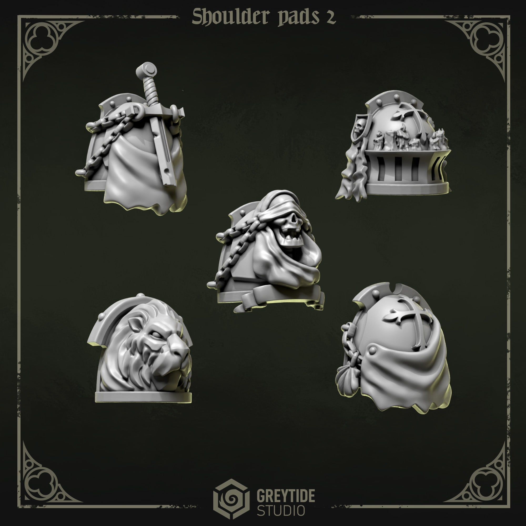 Shoulder Pad Pauldrons  2 | Eternal Pilgrims | Conversion Bits For 28mm 32mm Sci-fi Marines