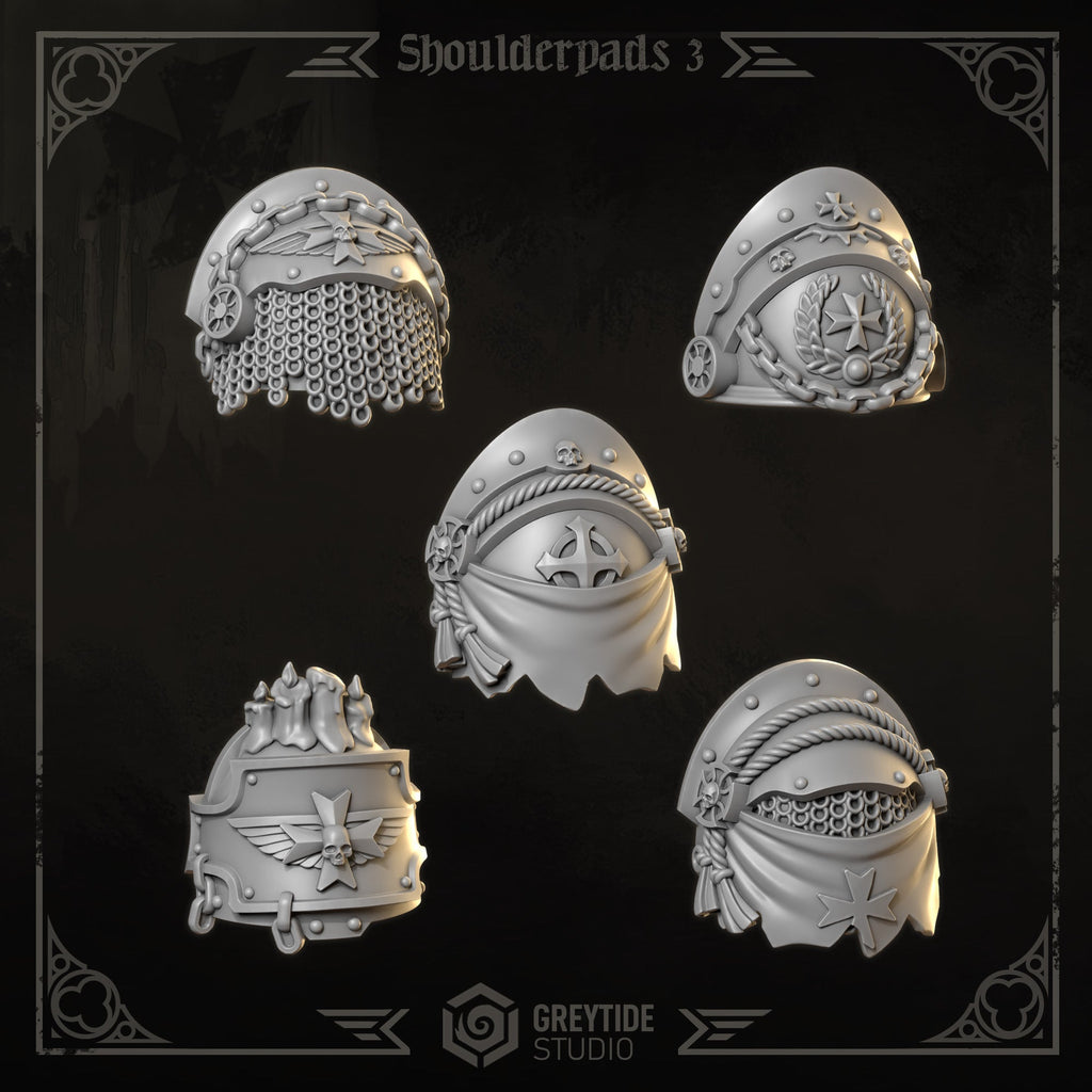 Shoulder Pads Pack 3 | Eternal Crusaders | Conversion Bits For 28mm 32mm Sci-fi Marines
