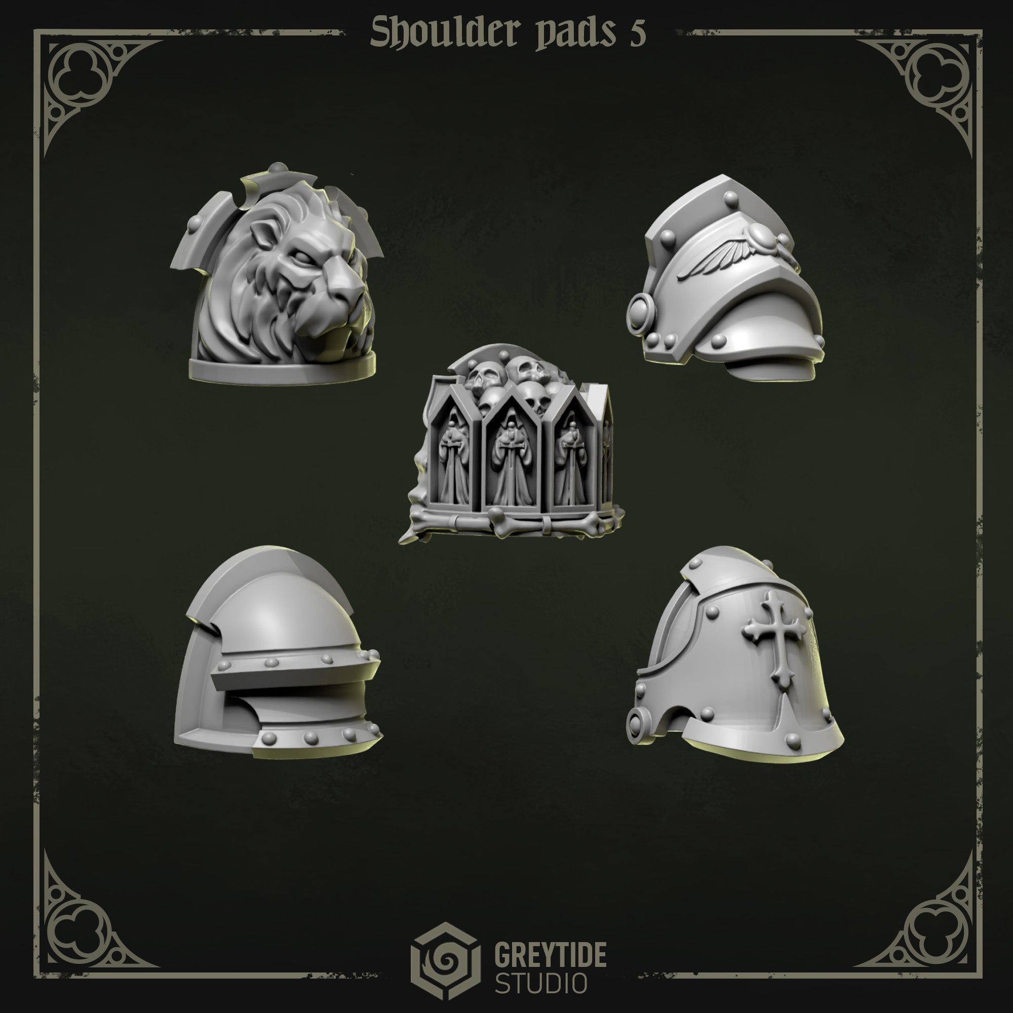Shoulder Pad Pauldrons 5 | Eternal Pilgrims | Conversion Bits For 28mm 32mm Sci-fi Marines