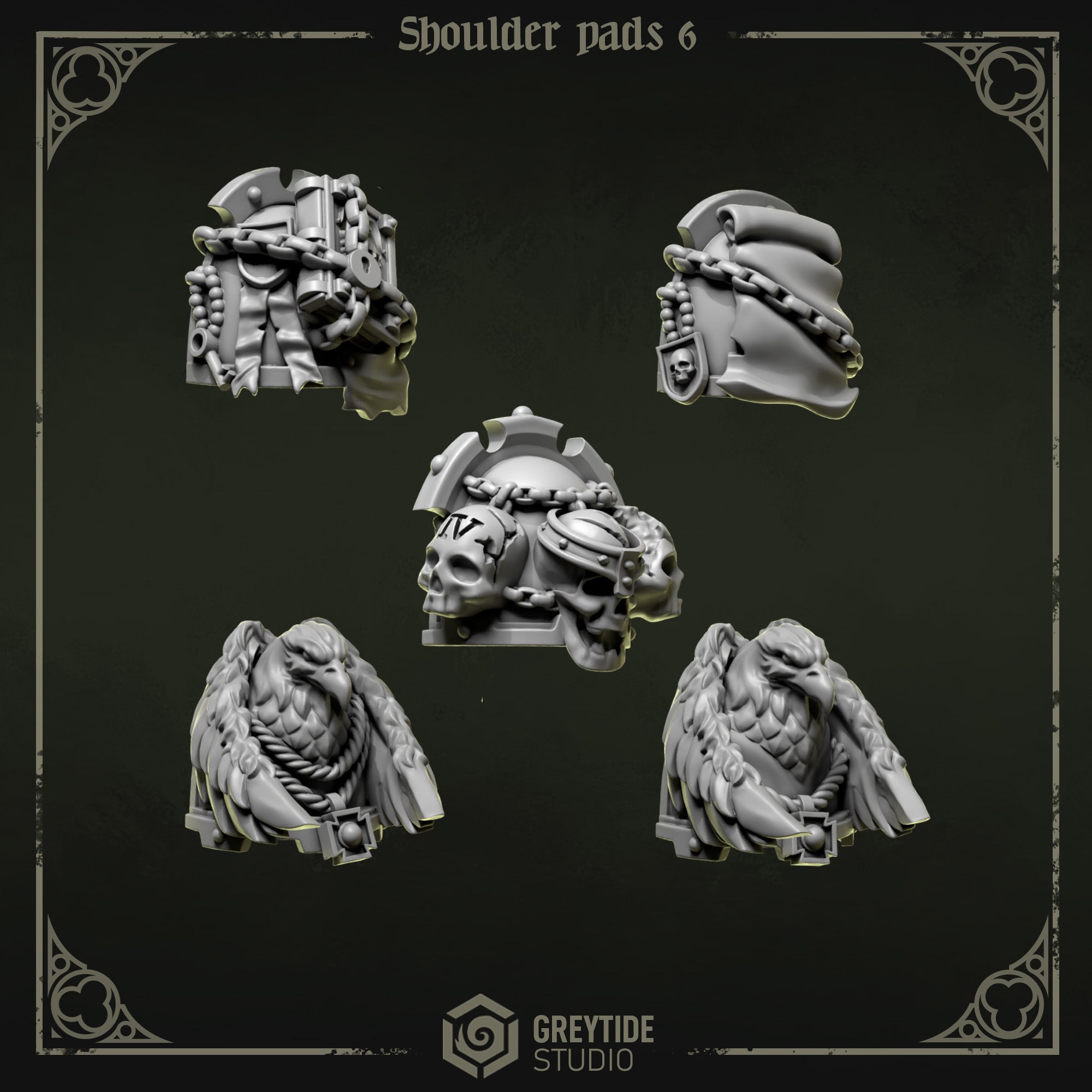 Shoulder Pad Pauldrons 6 | Eternal Pilgrims | Conversion Bits For 28mm 32mm Sci-fi Marines