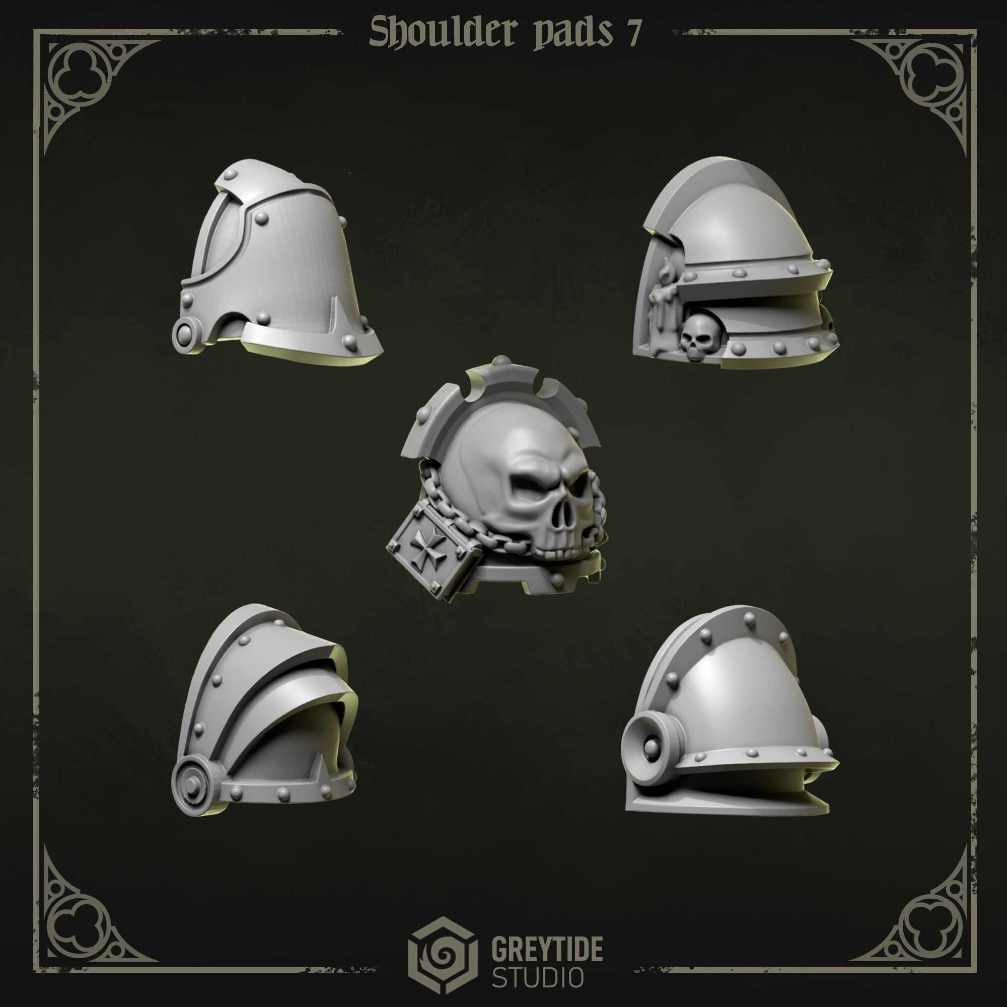 Shoulder Pad Pauldrons 7 | Eternal Pilgrims | Conversion Bits For 28mm 32mm Sci-fi Marines