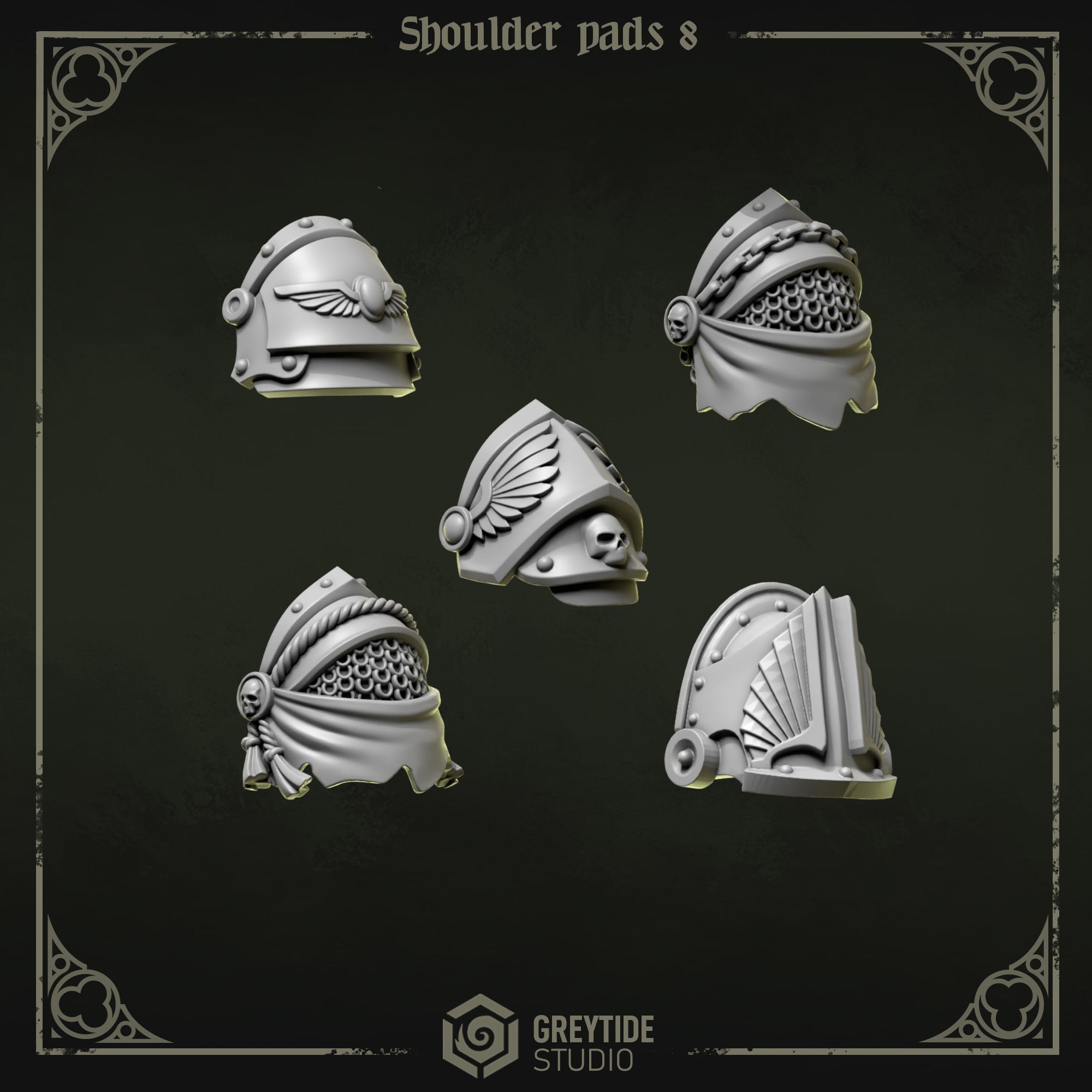 Shoulder Pad Pauldrons 8 | Eternal Pilgrims | Conversion Bits For 28mm 32mm Sci-fi Marines
