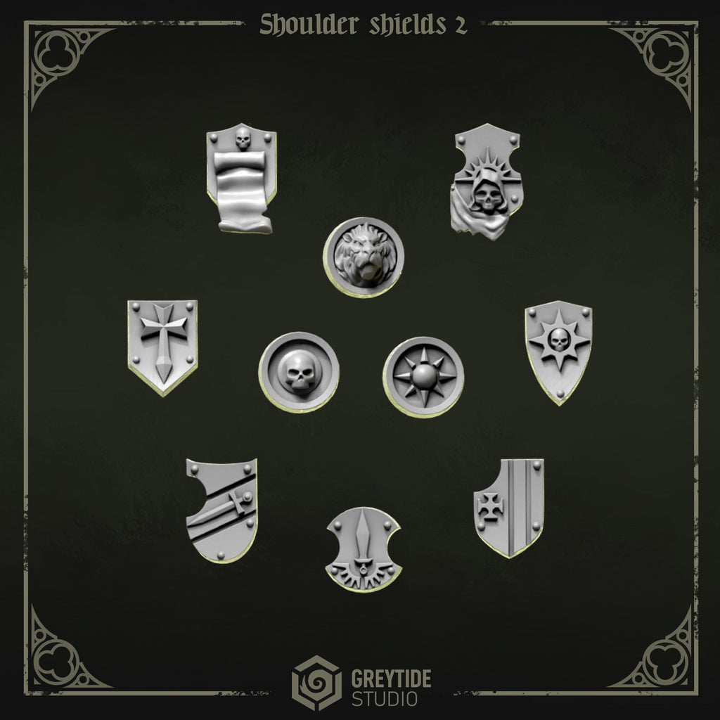 Shoulder Heraldry Shields | Eternal Pilgrims | Conversion Bits For 28mm 32mm Sci-fi Marines
