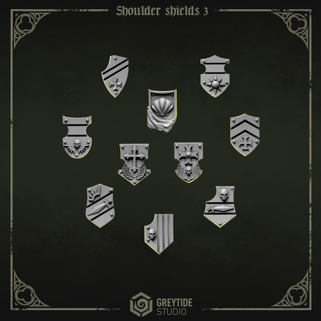 Shoulder Heraldry Shields | Eternal Pilgrims | Conversion Bits For 28mm 32mm Sci-fi Marines