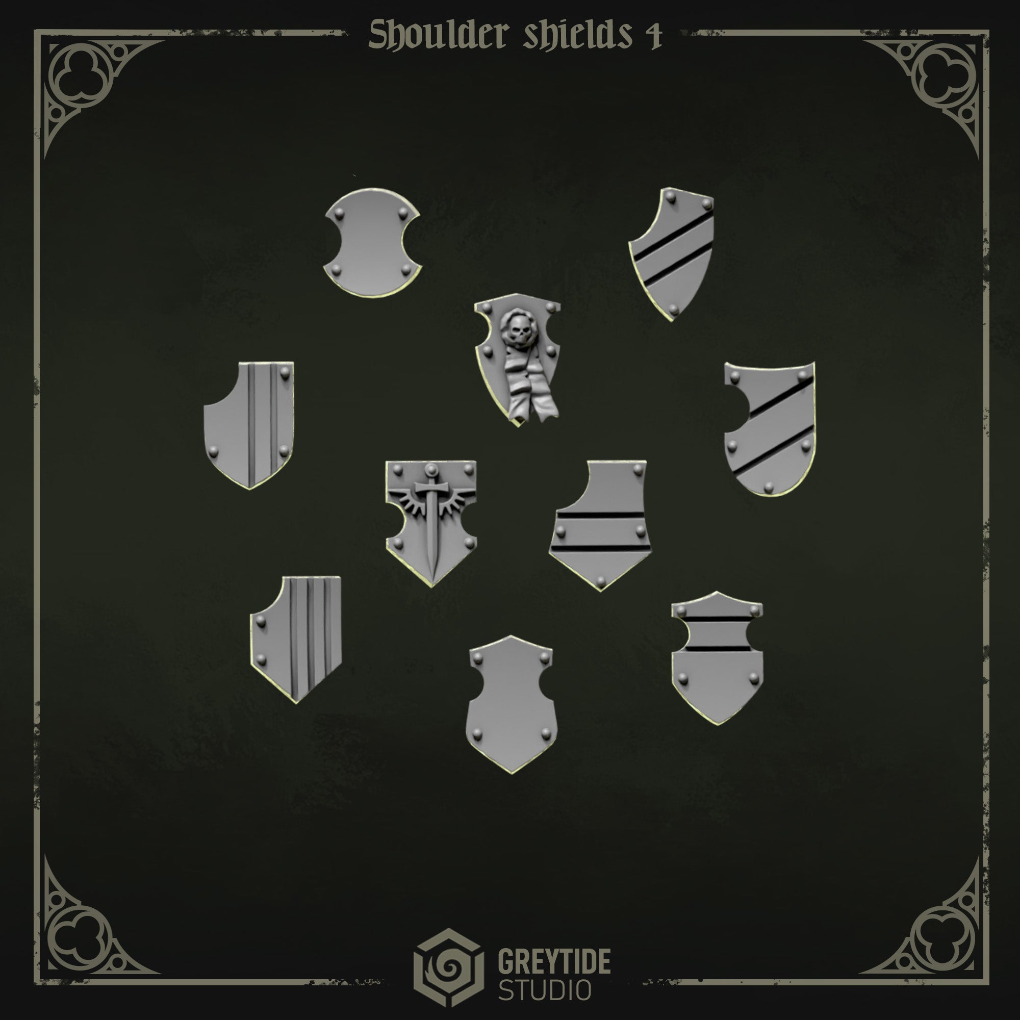 Shoulder Heraldry Shields | Eternal Pilgrims | Conversion Bits For 28mm 32mm Sci-fi Marines
