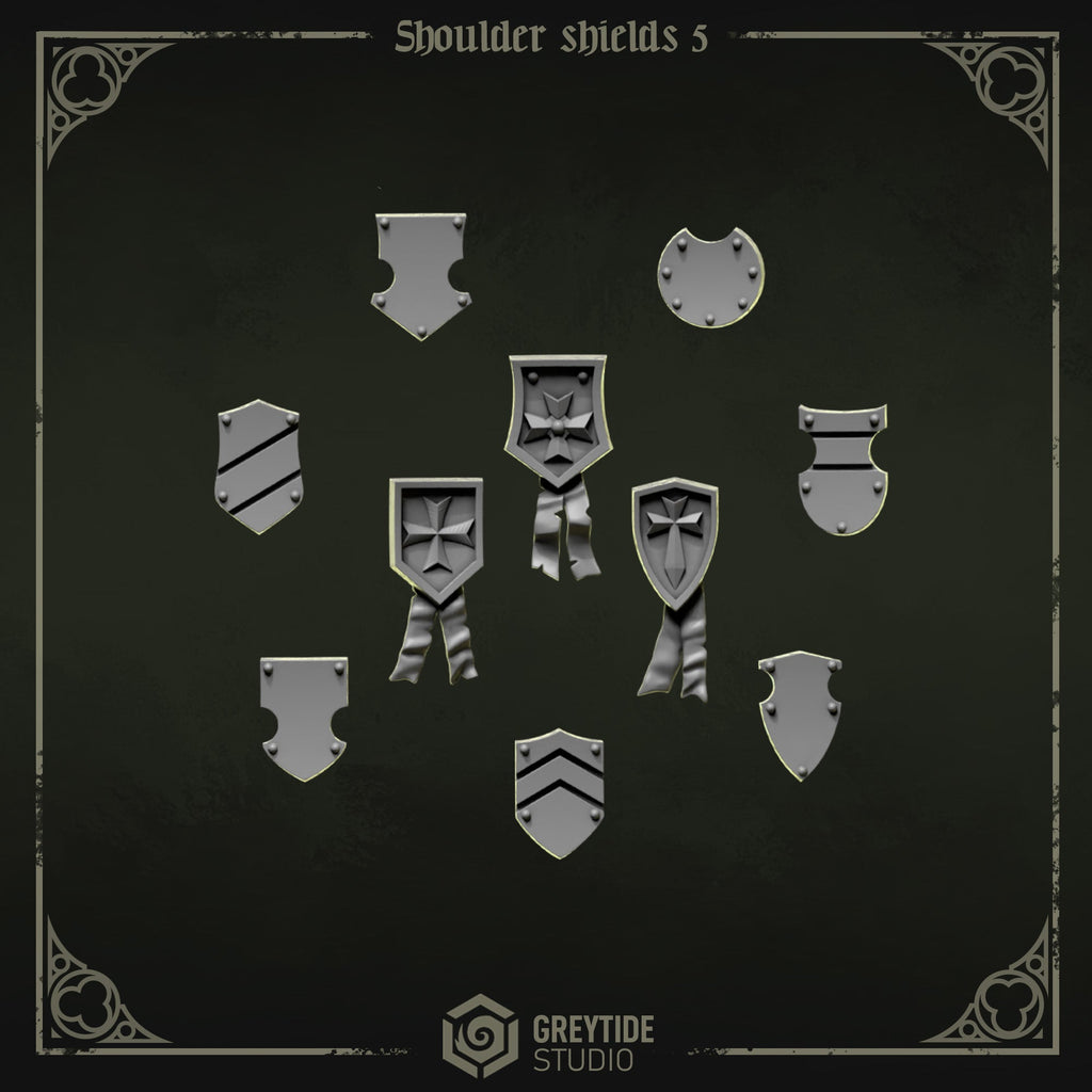 Shoulder Heraldry Shields | Eternal Pilgrims | Conversion Bits For 28mm 32mm Sci-fi Marines