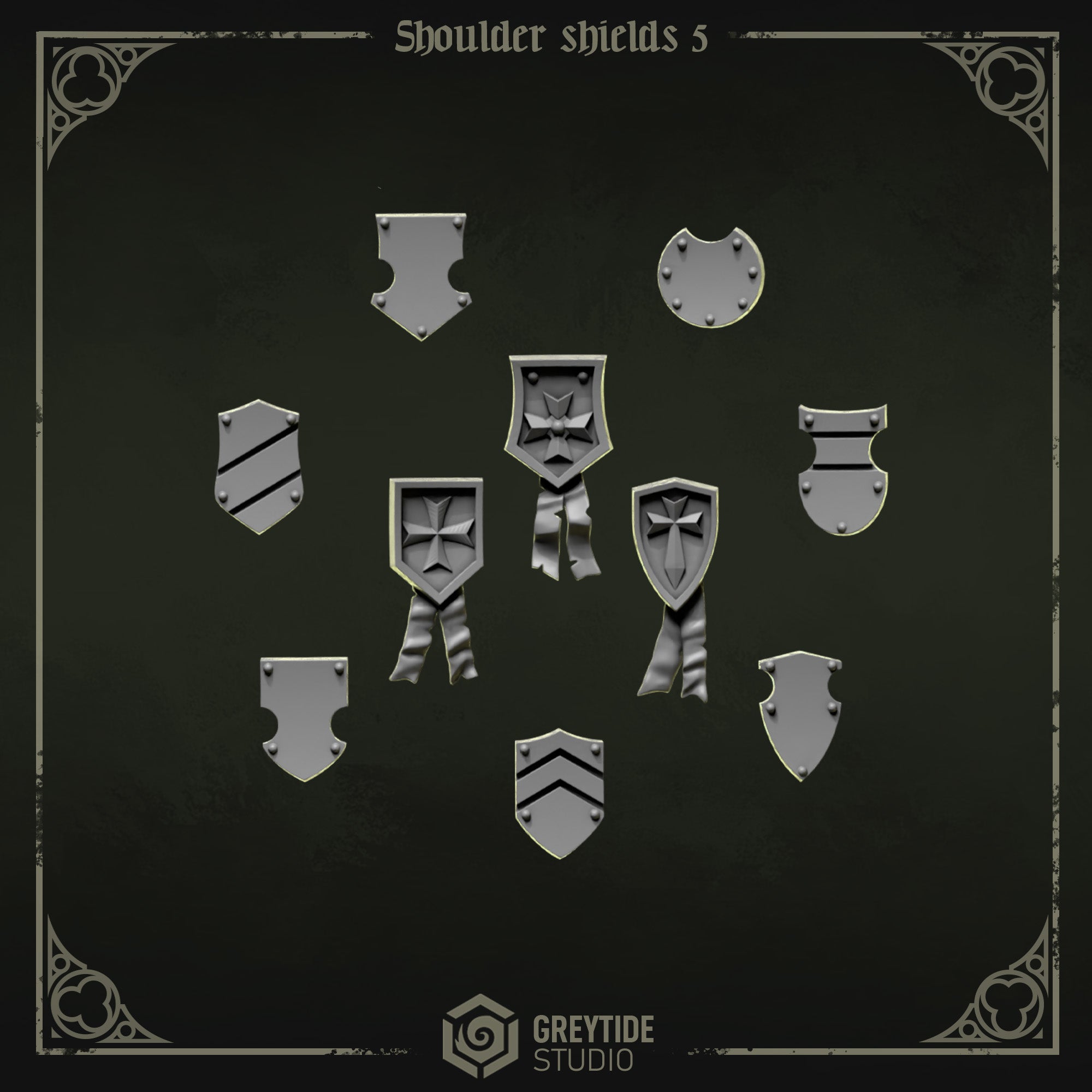 Shoulder Heraldry Shields | Eternal Pilgrims | Conversion Bits For 28mm 32mm Sci-fi Marines