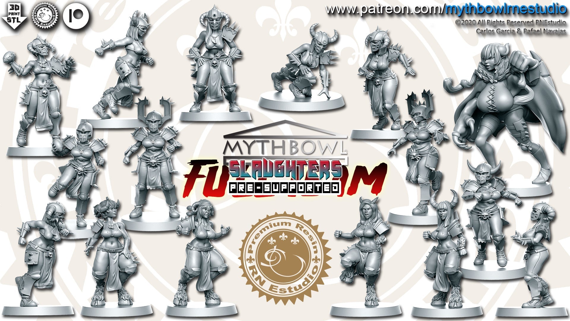 Slaughters Miniatures (Full Team) | Mythbowl | Fantasy Miniature | RN Estudio