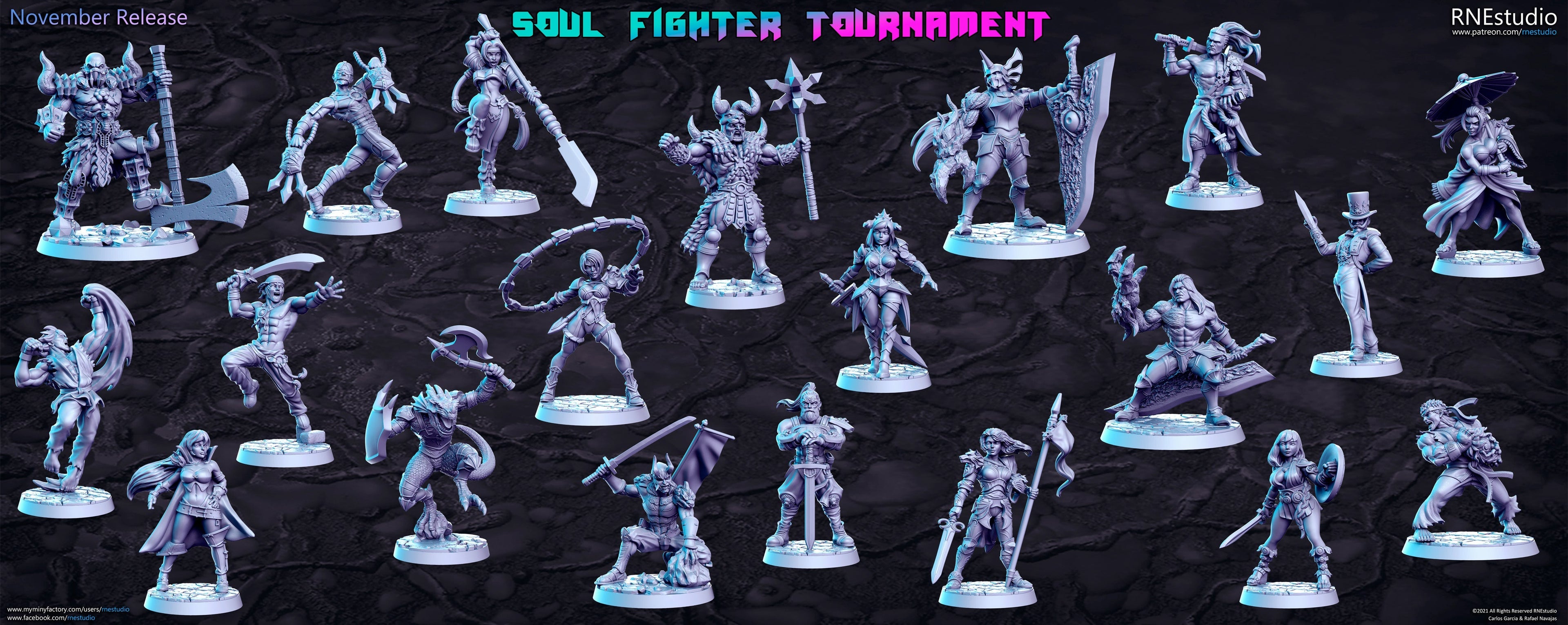 Soul Fighter Tournament Miniatures (Full Set) | Fantasy Miniature | RN Estudio