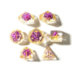 Purple Mushies | Resin Inclusion Dice | 7 Piece Set