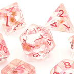 Cherry Blossoms | Resin Inclusion Dice | 7 Piece Set