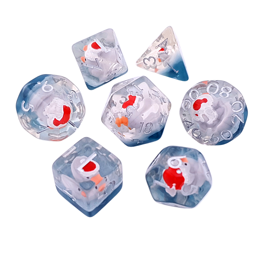 Santa Ducks | Resin Inclusion Dice | 7 Piece Set