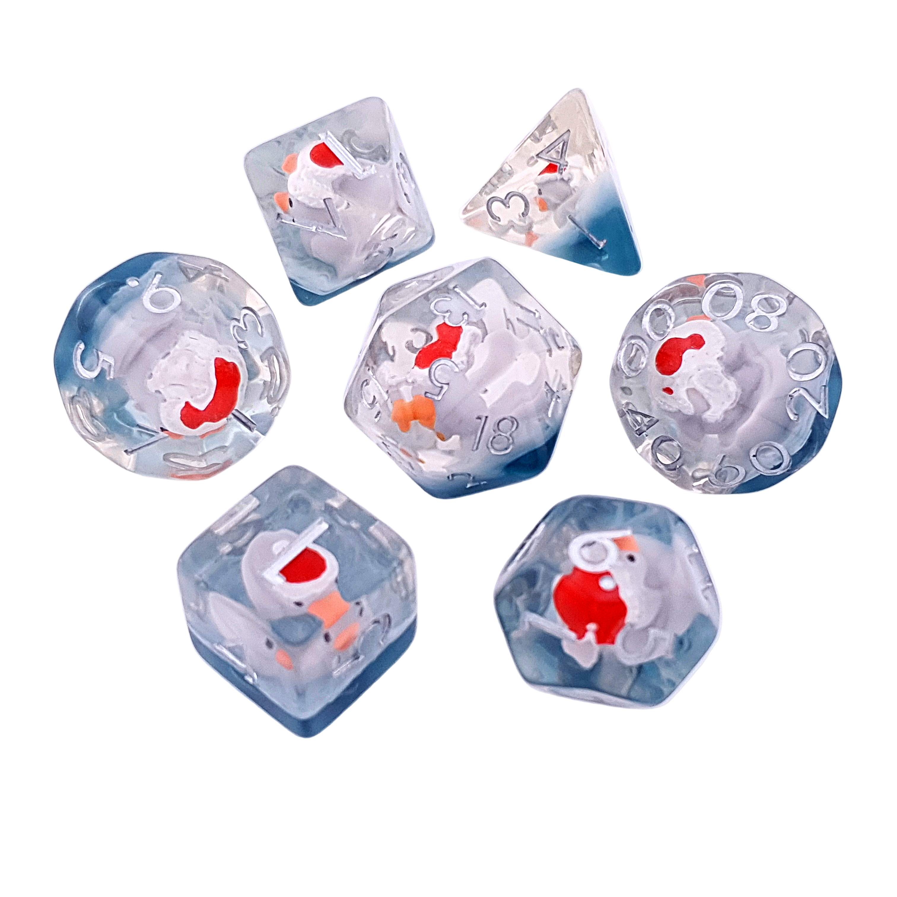 Santa Ducks | Resin Inclusion Dice | 7 Piece Set