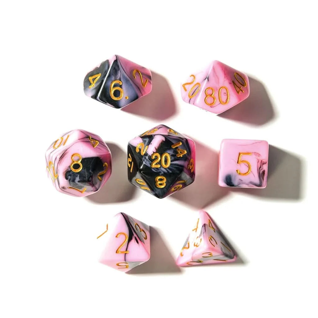 Bubblegum Midnight - Acrylic DND Dice Set - 7 Piece Polyhedral