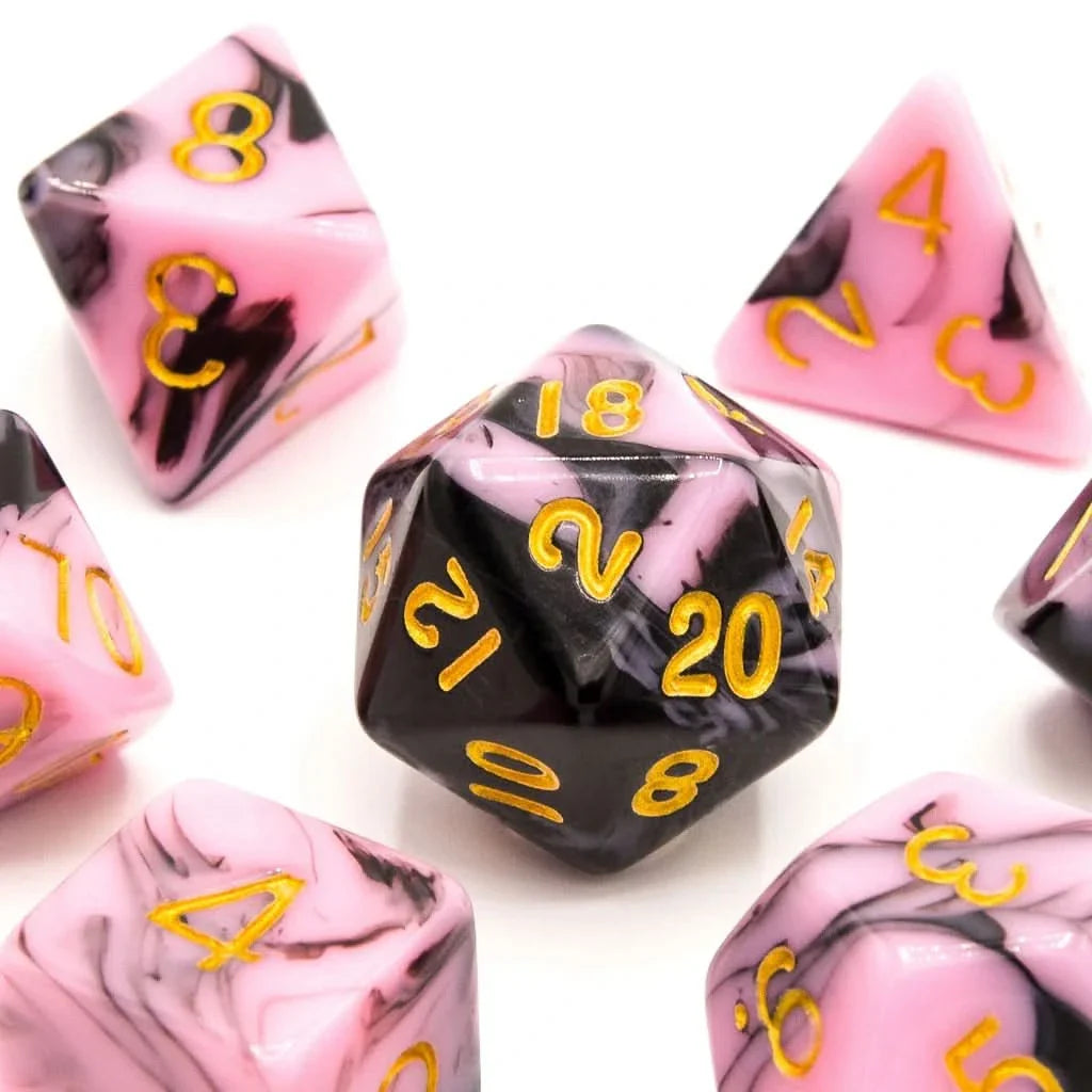 Bubblegum Midnight - Acrylic DND Dice Set - 7 Piece Polyhedral