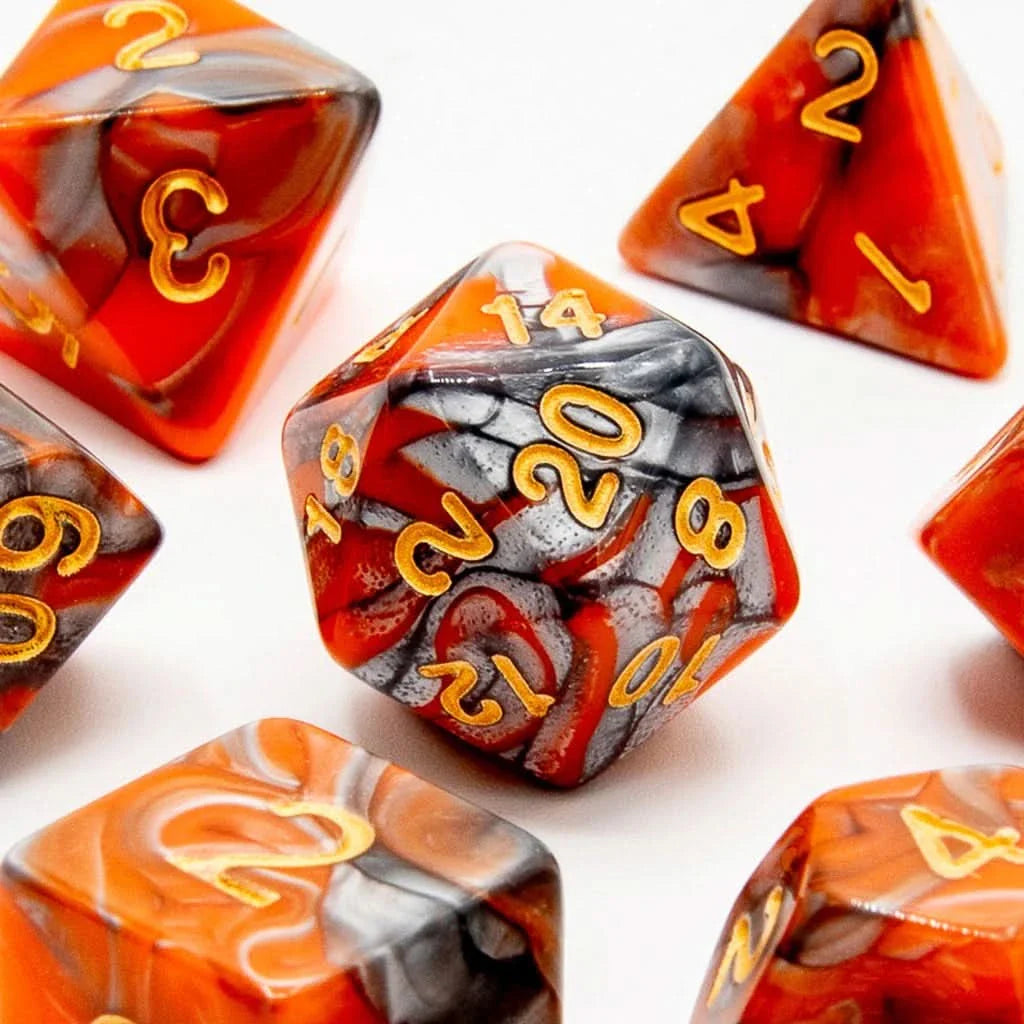 Molten Eclipse - Acrylic DND Dice Set - 7 Piece Polyhedral