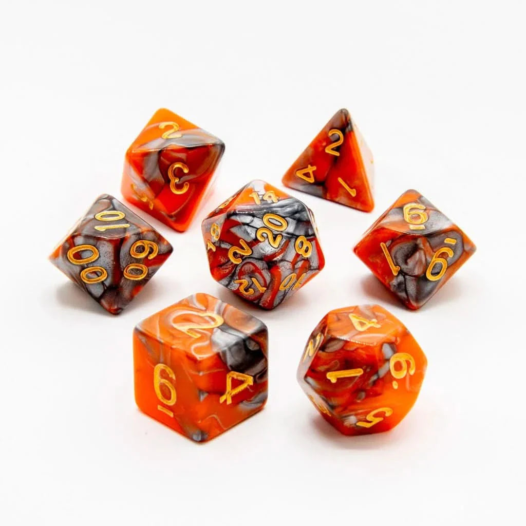 Molten Eclipse - Acrylic DND Dice Set - 7 Piece Polyhedral