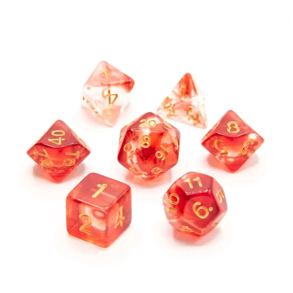 Phoenix Flame - Acrylic DND Dice Set - 7 Piece Polyhedral