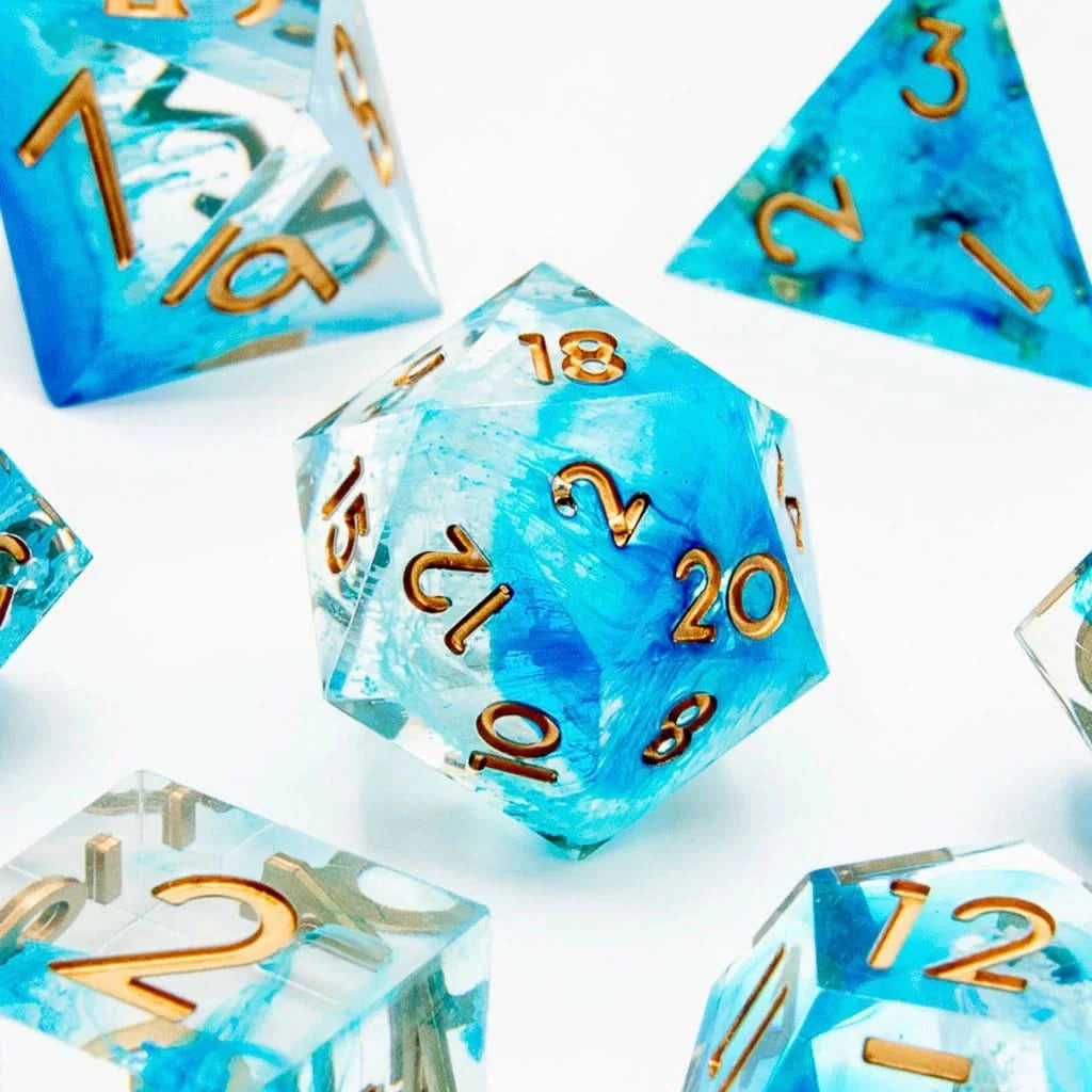 Icebound Fury | Sharp Edge Dice | 7 Piece Set