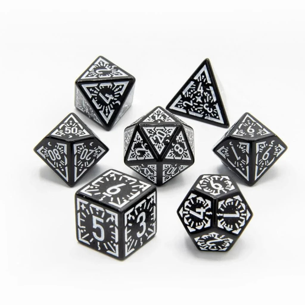 Lunar Ray - Acrylic DND Dice Set - 7 Piece Polyhedral
