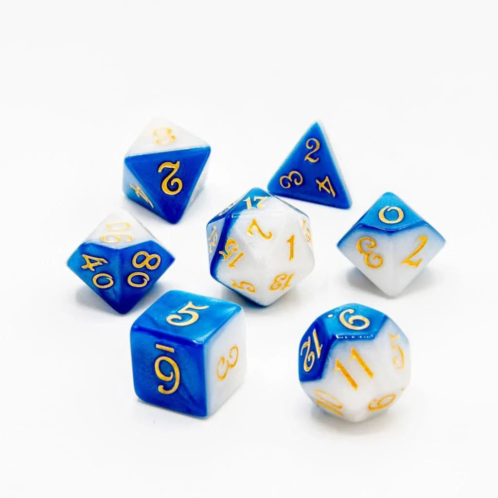 Frosted Azure - Acrylic DND Dice Set - 7 Piece Polyhedral