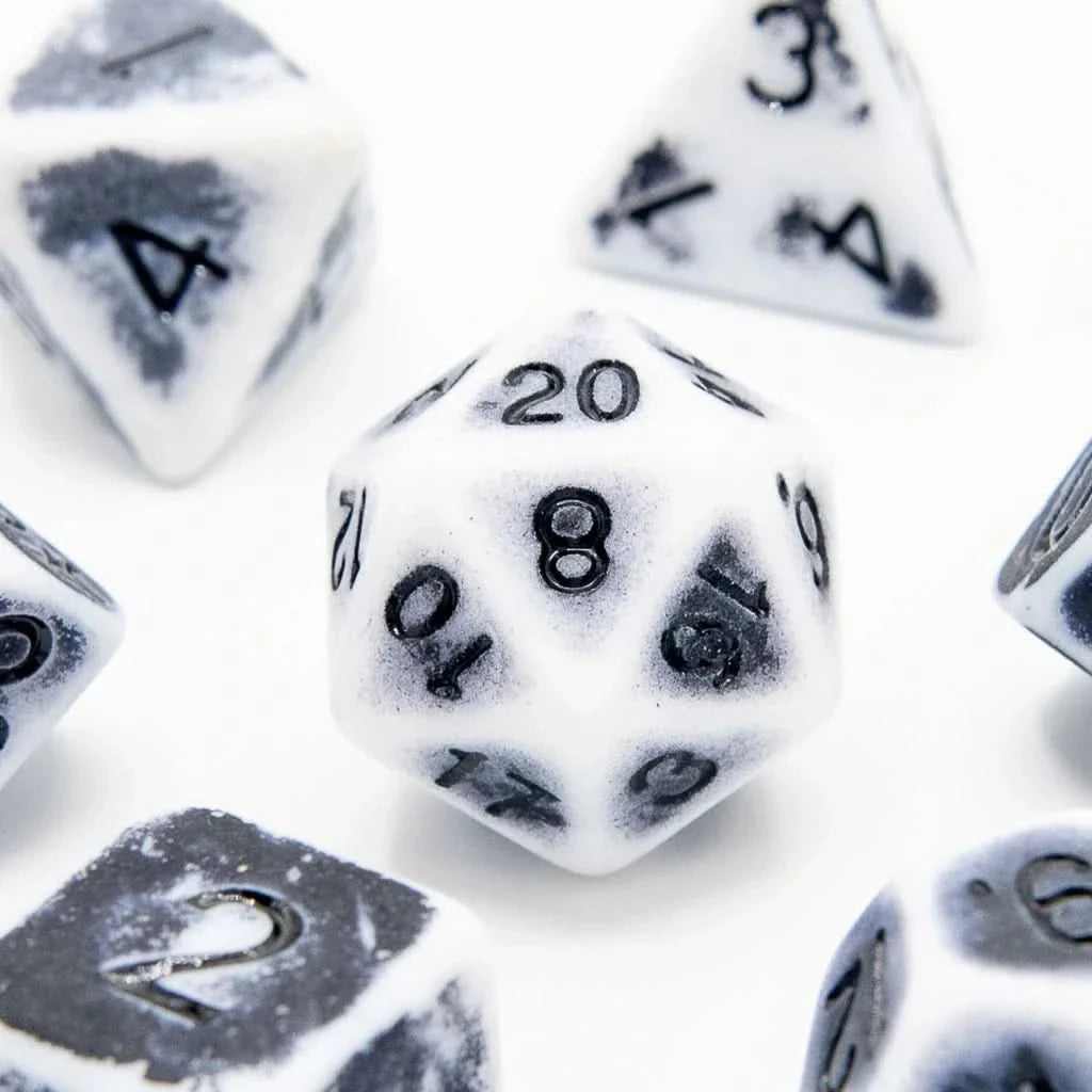Faded Glory Grey - Acrylic DND Dice Set - 7 Piece Polyhedral