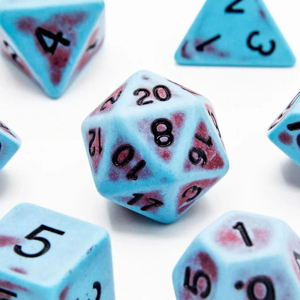 Faded Glory Teal - Acrylic DND Dice Set - 7 Piece Polyhedral