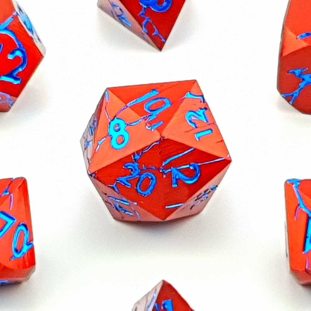 Frostfire Scar | Solid Metal Dice | 7 Piece Set